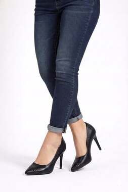 Unity by Carlos Santana Black Perforated Pointed Toe Stiletto Heels Size 11M